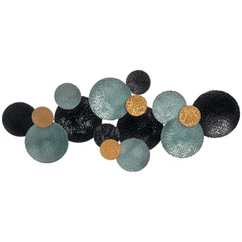 Decoratiune de perete 3D HOMCOM cu Cercuri 121 cm x 4 cm x 53 cm Metal Albastru + Negru | Aosom Romania imagine