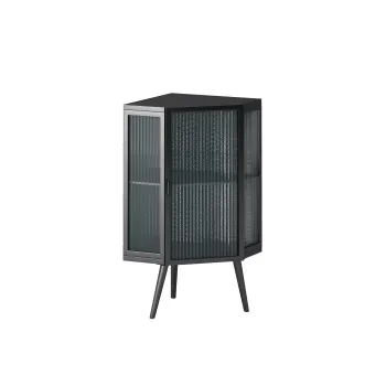 Dulap coltar cu usa din sticla, Negru | Aosom Romania imagine