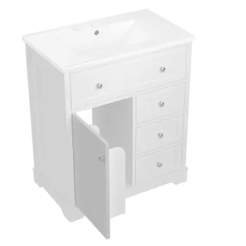 Dulap de baie cu lavoar, 76x46x87 cm, Alb imagine