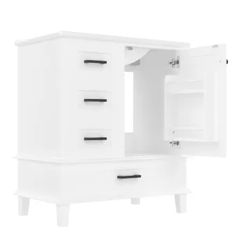 Dulap de baie pe podea cu chiuveta, spatiu de depozitare variat, 76x46x83,5 cm, Alb imagine