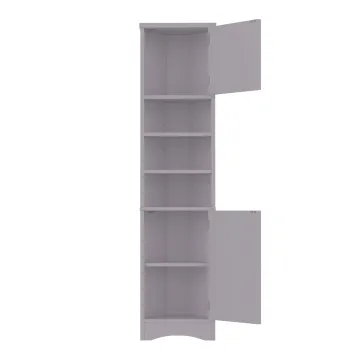 Dulap de baie triunghiular, cu rafturi reglabile si usi duble, 37x24,5x170 cm, Gri imagine