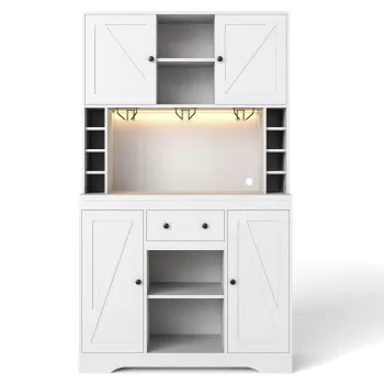 Dulap inalt de bucatarie cu functie de vinoteca, Alb | Aosom Romania imagine
