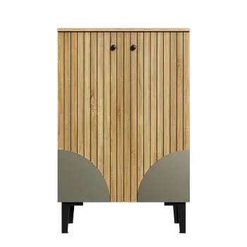 Dulap modern pentru pantofi, cu mult spatiu de depozitare, usi si mai multe rafturi, 60x32x94 cm, Culoare naturala imagine