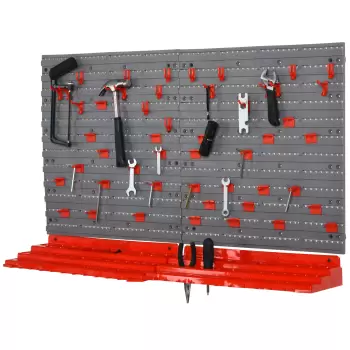 DURHAND Organizator scule Cutie scule Bucati Suport container 54 pentru scule cu 50 carlige montabil pe perete rosu gri|Aosom.ro imagine
