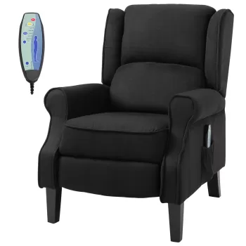 Fotoliu cu masaj relaxare, cu inclinare, functie de incalzire si telecomanda, 78x83x101cm, negru imagine