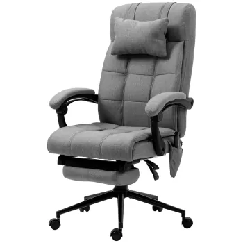 Fotoliu de birou Vinsetto cu incalzire cu 6 puncte de masaj si 5 moduri, scaun de birou ergonomic cu suport pentru picioare si spatar inclinabil la 155?, de culoare gri imagine