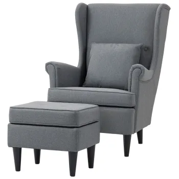 Fotoliu Modern HOMCOM Ottomana Gri | Aosom Romania imagine