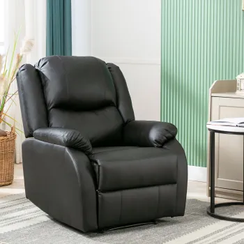 Fotoliu Relax Reclinabil Manual cu Suport pentru Picioare Integrat si Buzunar Lateral, 80Lx90Px100I cm, Negru imagine