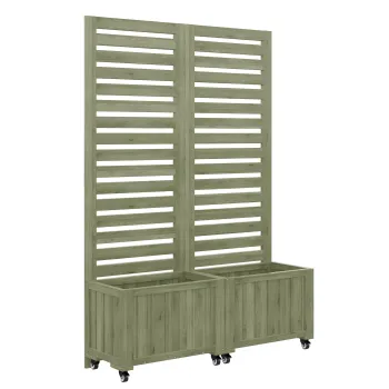 Ghiveci cu spalier, 2 jardiniere mari si 2 spalieri de gradina ca suport pentru plante cataratoare, 102,5x32x152,5 cm, Verde imagine