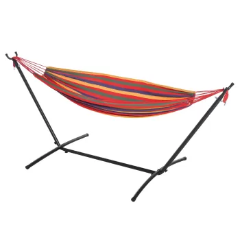 Hamac OutSunny Portabil cu suport din otel si bumbac multicolor imagine
