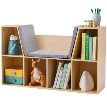 HOMCOM 2 in 1 Raft pentru copii Raft + Scaun inclus Perna 103 cm x 30 cm x 62 cm Alb + Gri | Aosom Romania imagine