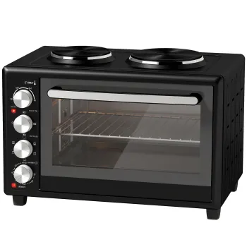 HOMCOM 36L cuptor mini cu 2 plite, cuptor electric de masa cu ventilare, 90-230 ?C | Aosom Romania imagine