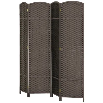 HOMCOM 4-parti Separator de camera pliabil, Paravan de confidentialitate, Perete despartitor pentru living, dormitor, birou acasa, Maro | Aosom Romania imagine