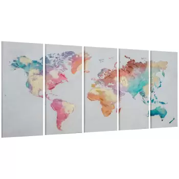 HOMCOM 5 Piese Canvas Wall Art Harta Lumii, Tablouri de Perete pentru Decor Dormitor Sufragerie, 80 x 40 cm x 4 | AOSOM RO imagine
