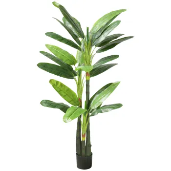 HOMCOM Arbore Artificial de Banan 180 cm cu Ghiveci, Planta Falsa cu 18 Frunze pentru Decor Interior sau Birou, Verde | Aosom Romania imagine