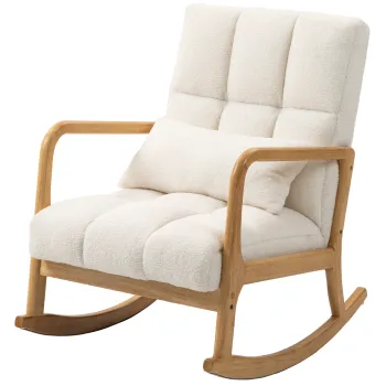 HOMCOM Balansoar 90?-130? cu Perna Lombara din Tesatura Sherpa Alba | Aosom Romania imagine