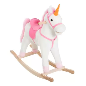 HomCom balansoar din lemn, forma de unicorn, 78x28x68 cm | AOSOM RO imagine