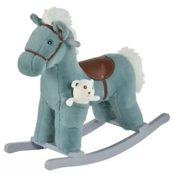 HOMCOM Balansoar pentru copii, 18-36 luni, Model Ponei, 65x26x55 cm, Albastru | AOSOM RO imagine