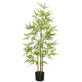 HOMCOM Bambus Artificial cu Ghiveci, Planta Artificiala pentru Interior si Exterior pentru Decorarea Camerei de Zi si Biroul de Acasa imagine