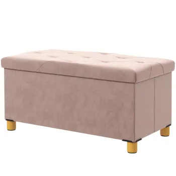 HOMCOM Banc de depozitare capat de pat pliabil volum 67 L capacitate de incarcare 120 kg cu capac 76L x 38l x 38H cm roz | Aosom Romania imagine