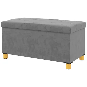 HOMCOM Banc de depozitare capat de pat pliabil volum 67 L capacite de charge 120 kg avec couvercle 76L x 38l x 38H cm gris | Aosom Romania imagine