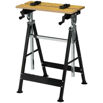 HOMCOM Banc de lucru pliabil cu 4 menghine, inaltime si unghi reglabile, capacitate 100 kg, negru si lemn | Aosom Romania imagine