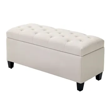 HOMCOM Banc de rangement taburet salon cap de pat cufar de depozitare pentru salon, camera, intrare, 100 x 40 x 44 cm, alb | Aosom Romania imagine