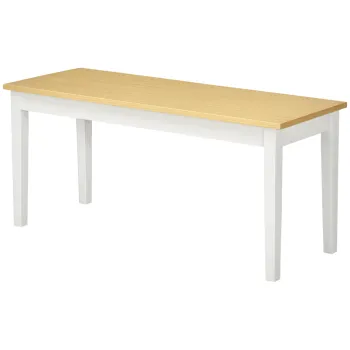 HOMCOM Banc din lemn pentru 2 persoane bicolore cu sezut natural si picioare albe 102 x 36 x 45 cm | Aosom Romania imagine