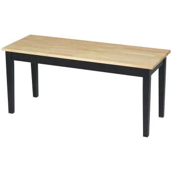 HOMCOM Banc din lemn pentru 2 persoane bicolore, cu sezut natural si picioare negre 102 x 36 x 45 cm | Aosom Romania imagine