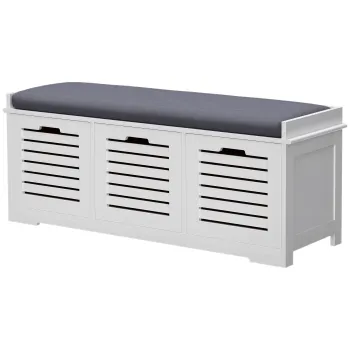 HOMCOM Banc pentru pantofi dulap pentru pantofi cu 3 sertare si perna detasabila, dim. 108l x 35A x 43I cm, alb | Aosom Romania imagine
