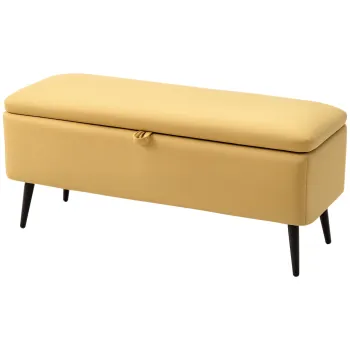 HOMCOM Banca banca cu depozitare 2 in 1 din material textil cu picioare din otel negru 101l x 38,5l x 44,5i galben | Aosom Romania imagine