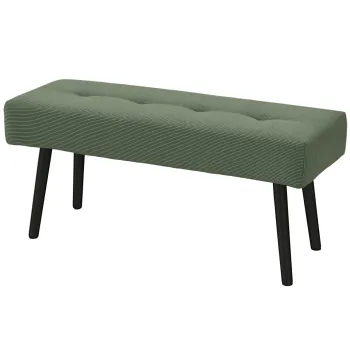 HOMCOM Banca banca la capat de pat captusita din catifea cotelata si picioare din otel negru suport 220 kg 100 x 36 x 45 cm verde | Aosom Romania imagine