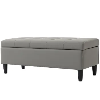 HOMCOM Banca cu depozitare 136 L, 110x41x42 cm, piele ecologica potrivita pentru animale de companie, gri | Aosom Romania imagine