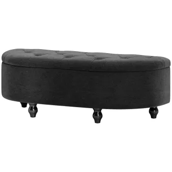 HOMCOM Banca cu spatiu de depozitare, Banca de dormit, capac soft-close, aspect de catifea, 120 x 46 x 42 cm, Gri inchis | Aosom Romania imagine