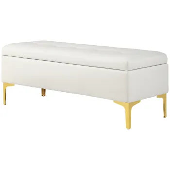 HOMCOM Banca cu Spatiu de Depozitare, suportand pana la 120kg, 120x44x44,5cm, Bej | Aosom Romania imagine