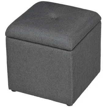 HOMCOM Banca cu Spatiu de Depozitare Tip Ottoman, Tapitata cu Tesatura Respirabila, 39x39x39 cm, Gri | Aosom Romania imagine