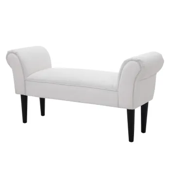 HOMCOM Banca de Capat de Pat cu Cotiere Rulate, Banca Captusita pentru Dormitor, 102x36x51 cm, Alb imagine