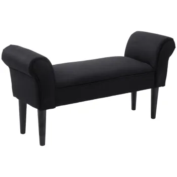 HOMCOM Banca de Capat de Pat cu Cotiere Rulate, Banca Captusita pentru Dormitor, 102x36x51 cm, Negru imagine