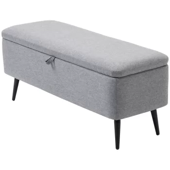 HOMCOM Banca de Depozitare Acoperita cu Tesatura cu Efect de Catifea, Banca de Pat Captusita, 101x38.5x44.5 cm, Gri imagine