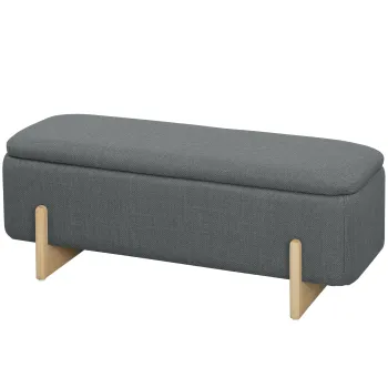 HOMCOM Banca de depozitare, captusita cu spuma, aspect de in, 111 x 44 x 44,5 cm, gri inchis | Aosom Romania imagine