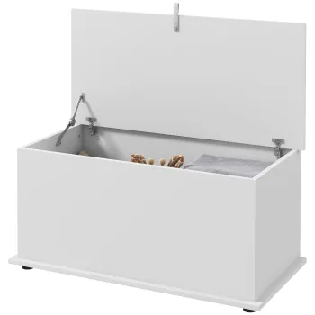 HOMCOM Banca de Depozitare cu Balamale de Siguranta si Capac, 80x40x40 cm, Alb | Aosom Romania imagine