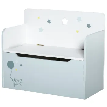 HOMCOM Banca de Depozitare Portabila pentru Jucarii 2 in 1, Lada cu Spatar pentru Copii de 3-6 Ani, 60x30x50 cm, Albastru | Aosom Romania imagine