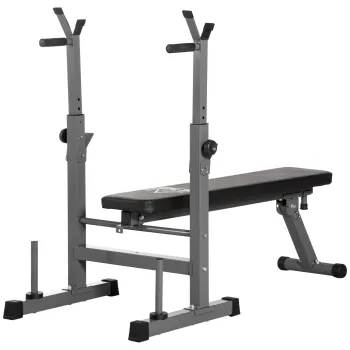 HOMCOM Banca de Greutati Pliabila cu 8 Inaltimi Reglabile si Suport pentru Haltera, 140x73x98-122 cm, Gri | Aosom Romania imagine