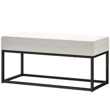 HOMCOM Banca de Hol Moderna si Catifelata cu Picioare Reglabile, Crem | Aosom Romania imagine