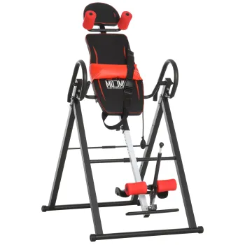 HOMCOM Banca de Inversie cu Inaltime Reglabila si Tetiera, Banca Inversa din Otel si Plastic, 79x114x153 cm, Negru | Aosom Romania imagine