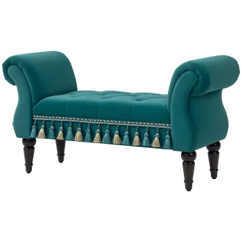 HOMCOM Banca de sezut, banca de pat, design vintage, pana la 150 kg, 117x40x58 cm, Verde | Aosom Romania imagine