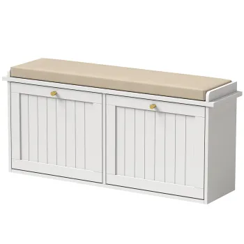 HOMCOM Banca pantofar, mobilier pentru hol, pernuta tapitata, 2 sertare basculante, 8-10 perechi de pantofi | Aosom Romania imagine
