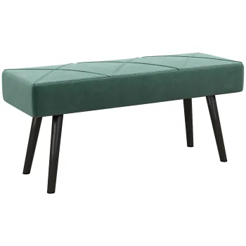 HOMCOM Banca pentru Capatul Patului cu Captuseala, Intrare si Banca de Living din Catifea si Tesatura cu Efect de Otel, 100x36x45 cm, Verde imagine