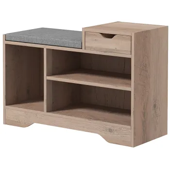 HOMCOM Banca pentru Incaltaminte cu Perna de Sezut, 76,5x30x52 cm, Gri | Aosom Romania imagine