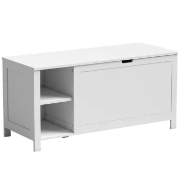 HOMCOM Banca pentru pantofi cu raft interior reglabil si compartiment cu clapeta, banca depozitare pentru pantofi, Alb | Aosom Romania imagine
